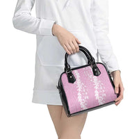 Puakenikeni and Maile Lei Shoulder Handbag Pink Double Strand Lei