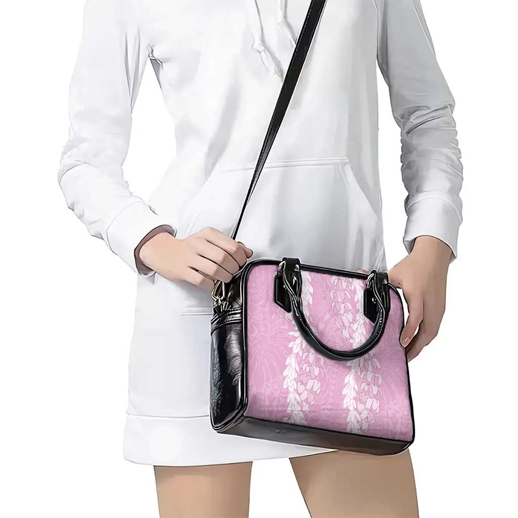Puakenikeni and Maile Lei Shoulder Handbag Pink Double Strand Lei