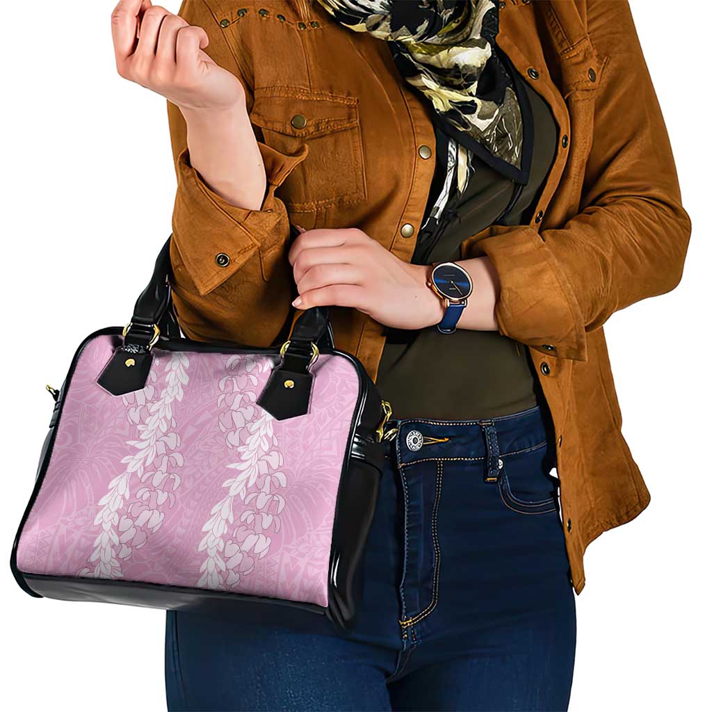 Puakenikeni and Maile Lei Shoulder Handbag Pink Double Strand Lei