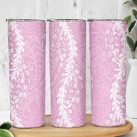Puakenikeni and Maile Lei Skinny Tumbler Pink Double Strand Lei LT9 - Polynesian Pride