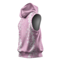 Puakenikeni and Maile Lei Sleeveless Hoodie Pink Double Strand Lei - Polynesian Pride
