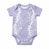 Puakenikeni and Maile Lei Baby Onesie Purple Double Strand Lei
