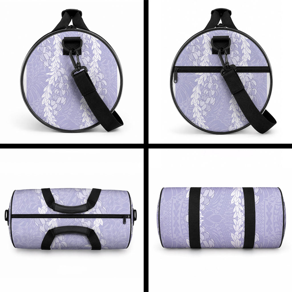 Puakenikeni and Maile Lei Duffle Bag Purple Double Strand Lei