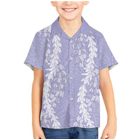 Puakenikeni and Maile Lei Family Matching Mermaid Dress and Hawaiian Shirt Purple Double Strand Lei LT9 Son's Shirt Purple - Polynesian Pride