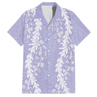 Puakenikeni and Maile Lei Family Matching Off The Shoulder Long Sleeve Dress and Hawaiian Shirt Purple Double Strand Lei LT9 Dad's Shirt - Short Sleeve Purple - Polynesian Pride