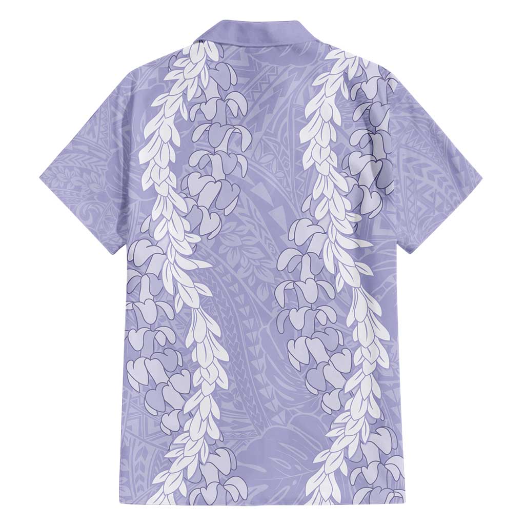 Hawaii Puakenikeni & Maile Lei – Family Matching Off-Shoulder Dress & Hawaiian Shirt – Purple Double Strand Lei LT9 - Polynesian Pride