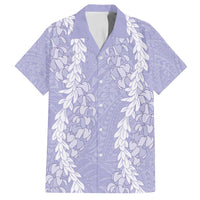 Puakenikeni and Maile Lei Family Matching Puletasi and Hawaiian Shirt Purple Double Strand Lei LT9 Dad's Shirt - Short Sleeve Purple - Polynesian Pride