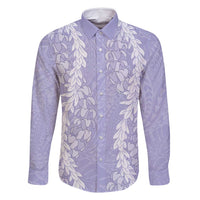 Puakenikeni and Maile Lei Family Matching Tank Maxi Dress and Hawaiian Shirt Purple Double Strand Lei LT9 Dad's Shirt - Long Sleeve Purple - Polynesian Pride