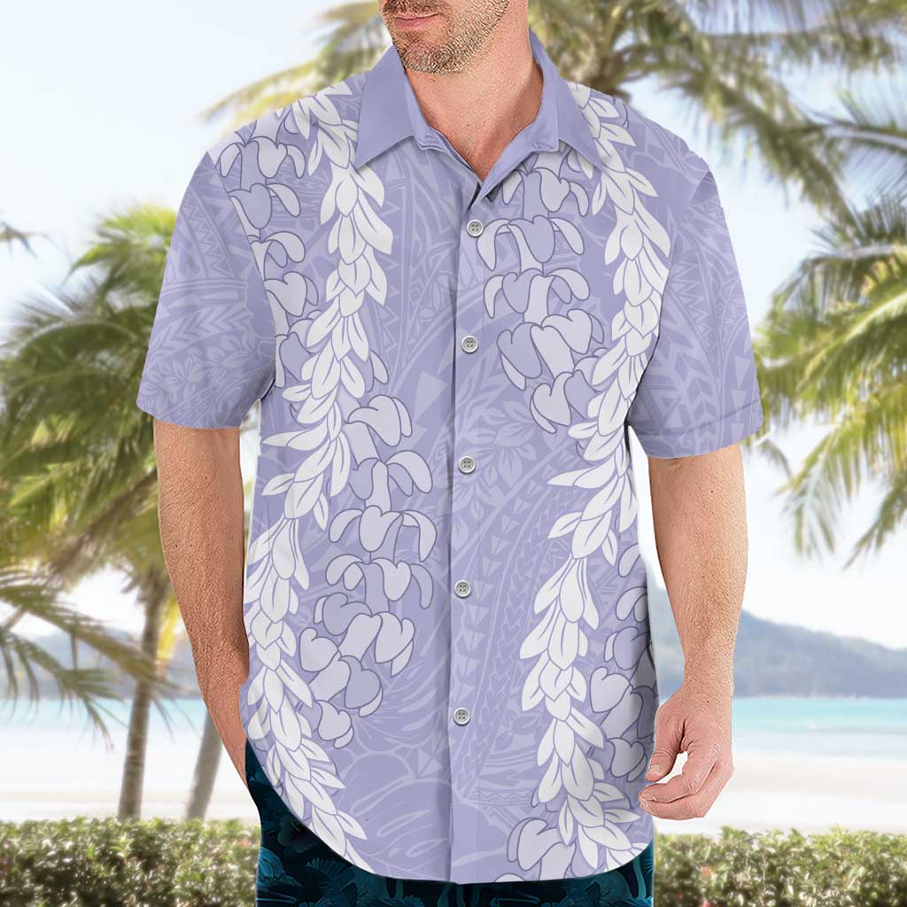Puakenikeni and Maile Lei Hawaiian Shirt Purple Double Strand Lei