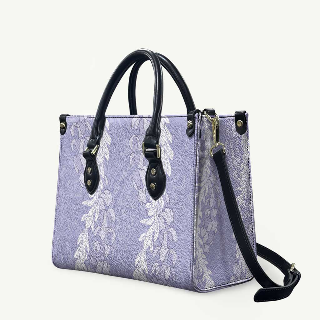 Puakenikeni and Maile Lei Leather Bag Purple Double Strand Lei - Polynesian Pride