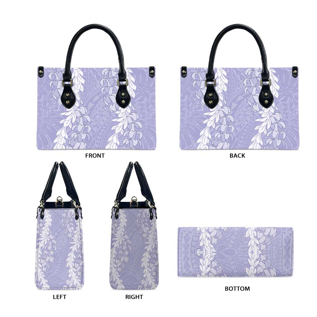 Puakenikeni and Maile Lei Leather Bag Purple Double Strand Lei - Polynesian Pride