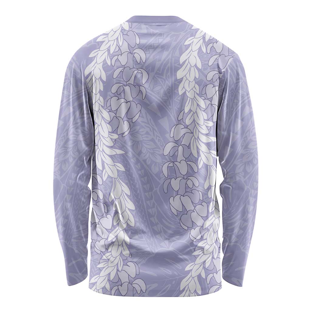 Puakenikeni and Maile Lei Long Sleeve Shirt Purple Double Strand Lei