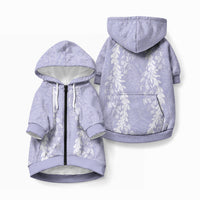 Puakenikeni and Maile Lei Pet Hoodie Purple Double Strand Lei