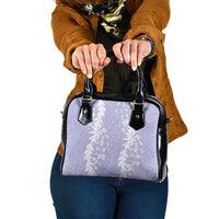 Puakenikeni and Maile Lei Shoulder Handbag Purple Double Strand Lei