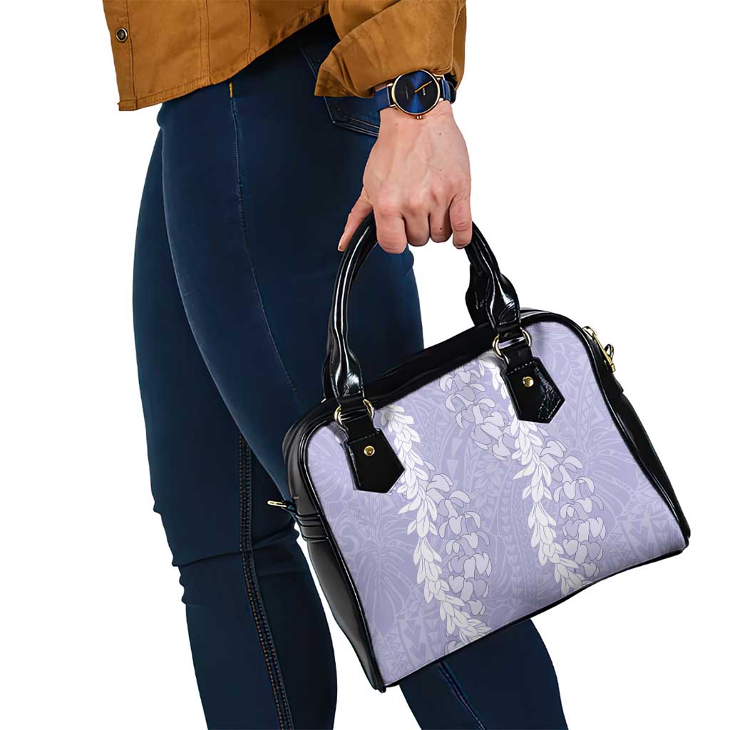 Puakenikeni and Maile Lei Shoulder Handbag Purple Double Strand Lei