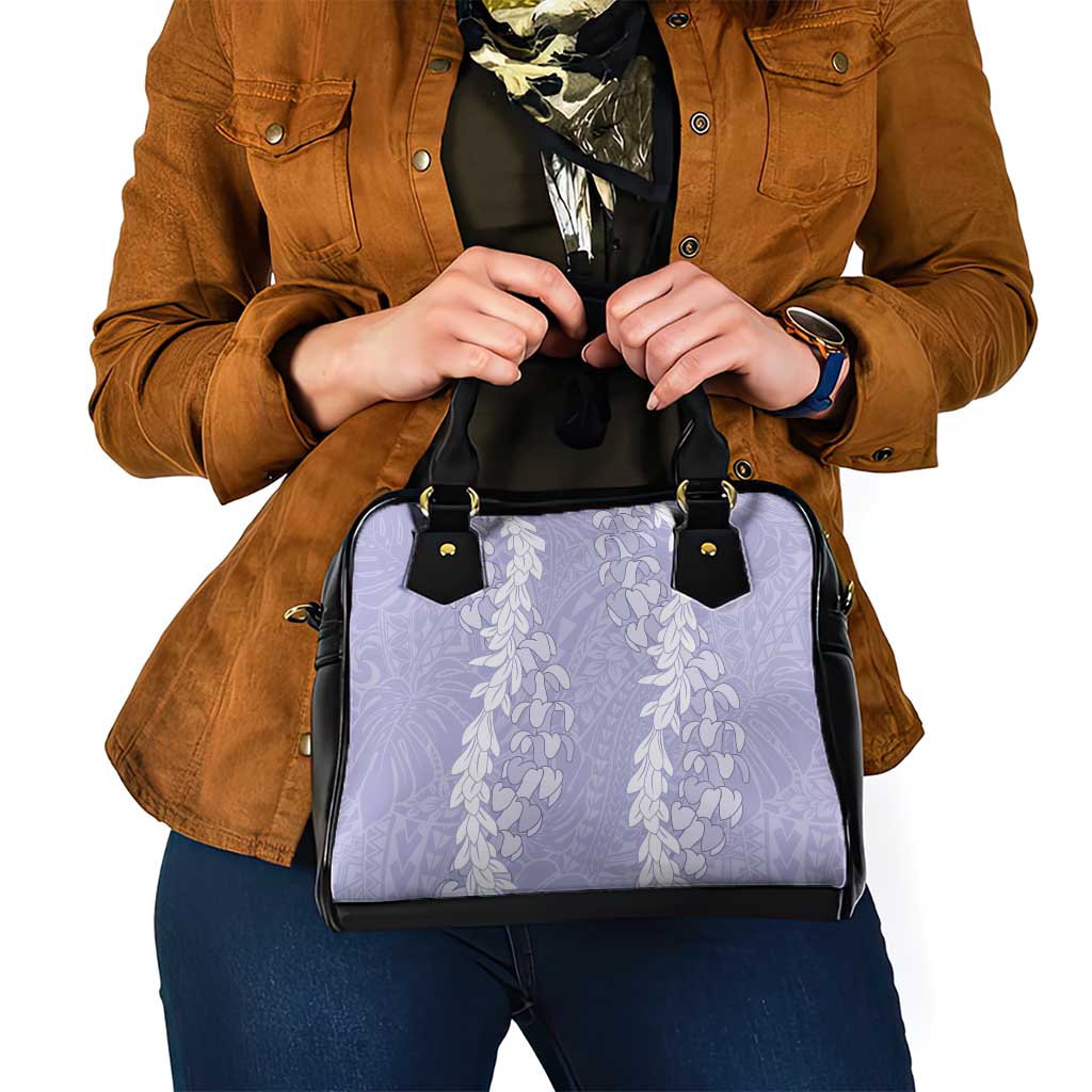 Puakenikeni and Maile Lei Shoulder Handbag Purple Double Strand Lei