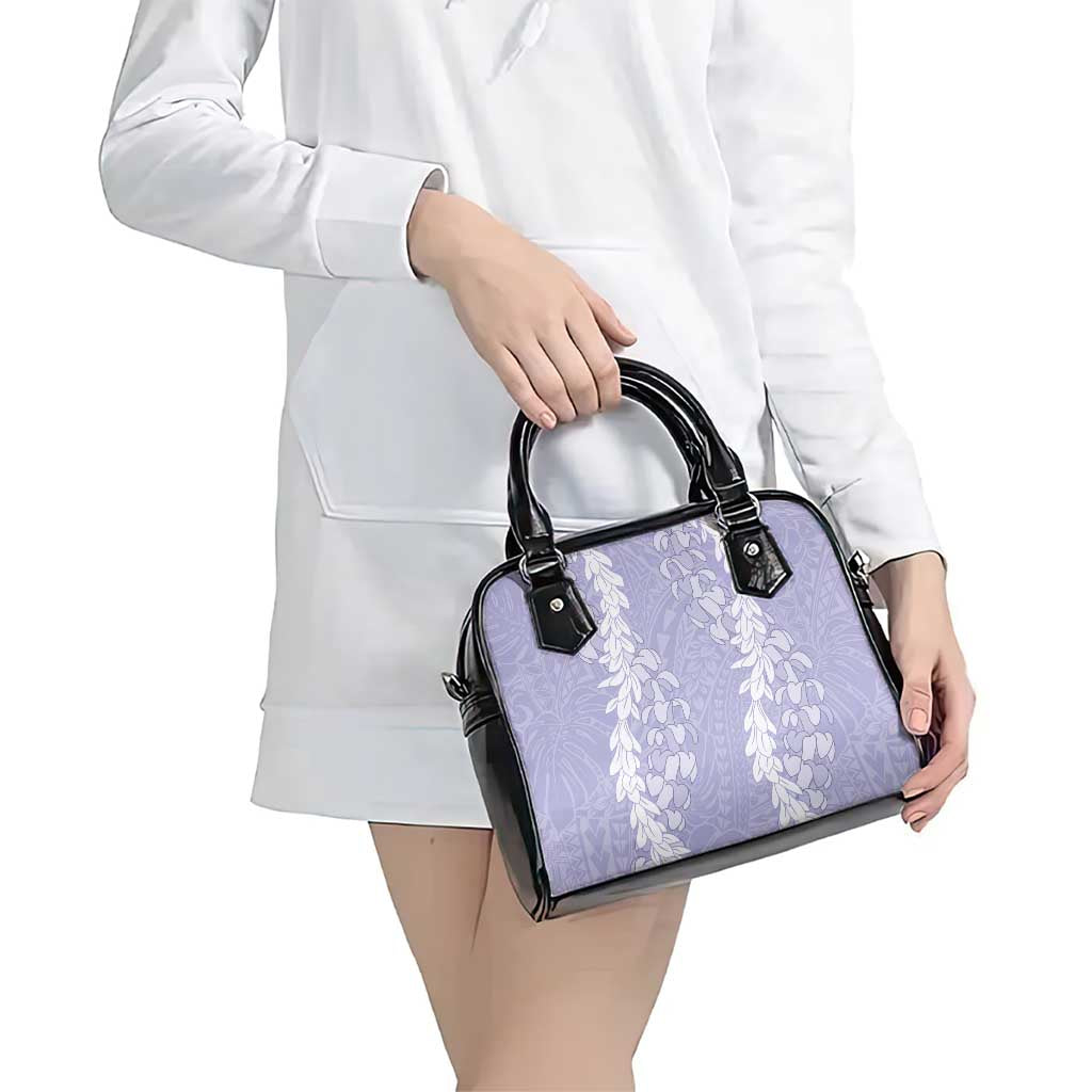 Puakenikeni and Maile Lei Shoulder Handbag Purple Double Strand Lei