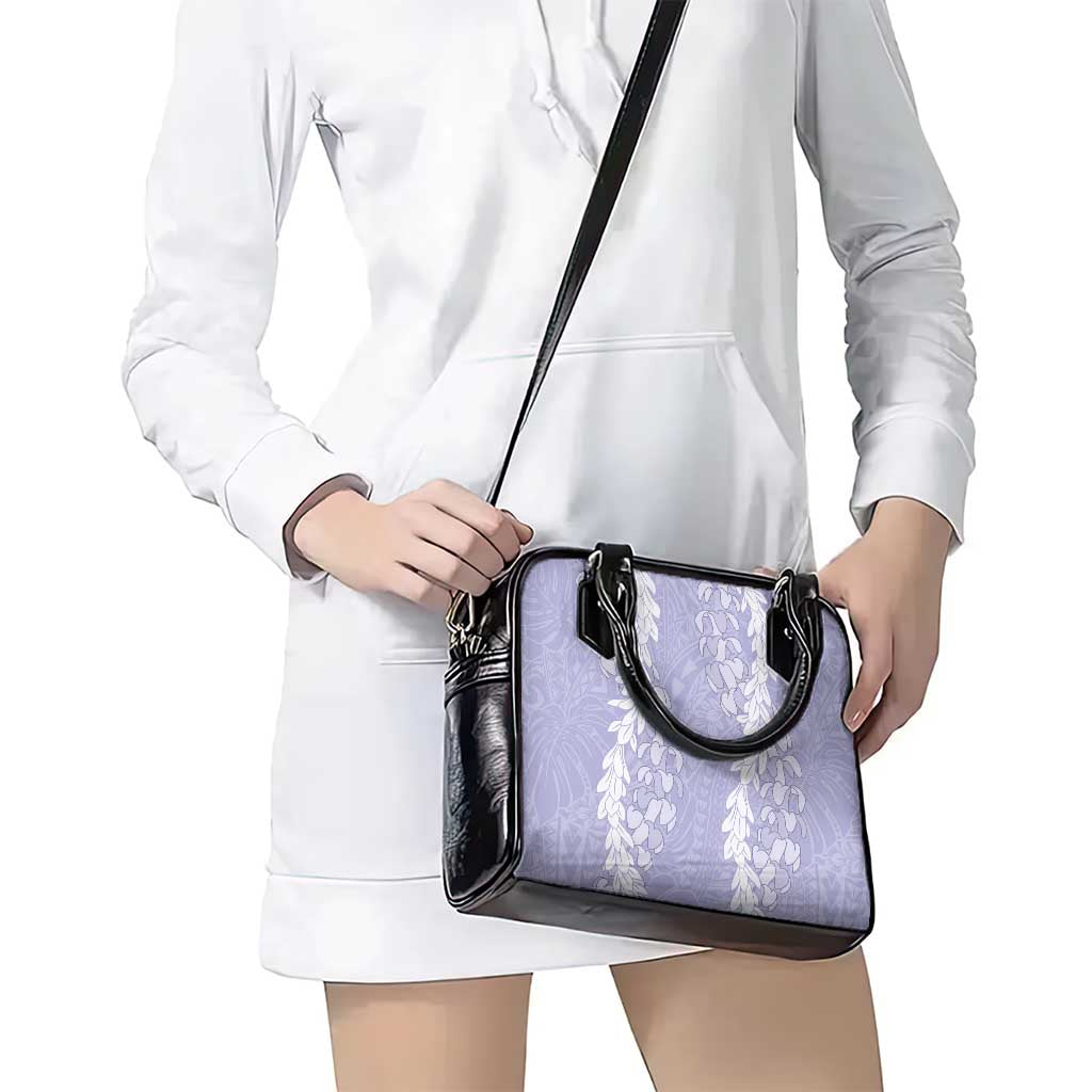 Puakenikeni and Maile Lei Shoulder Handbag Purple Double Strand Lei