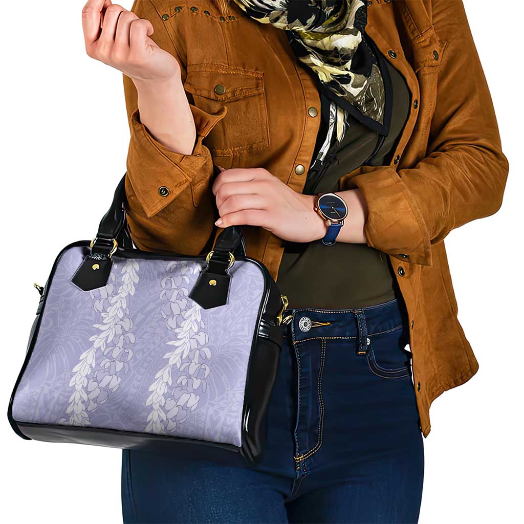 Puakenikeni and Maile Lei Shoulder Handbag Purple Double Strand Lei