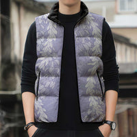 Puakenikeni and Maile Lei Sleeveless Puffer Jacket Purple Double Strand Lei - Polynesian Pride