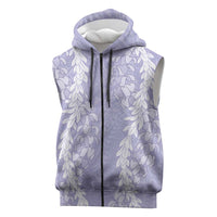 Puakenikeni and Maile Lei Sleeveless Zip Hoodie Purple Double Strand Lei LT9 Purple - Polynesian Pride