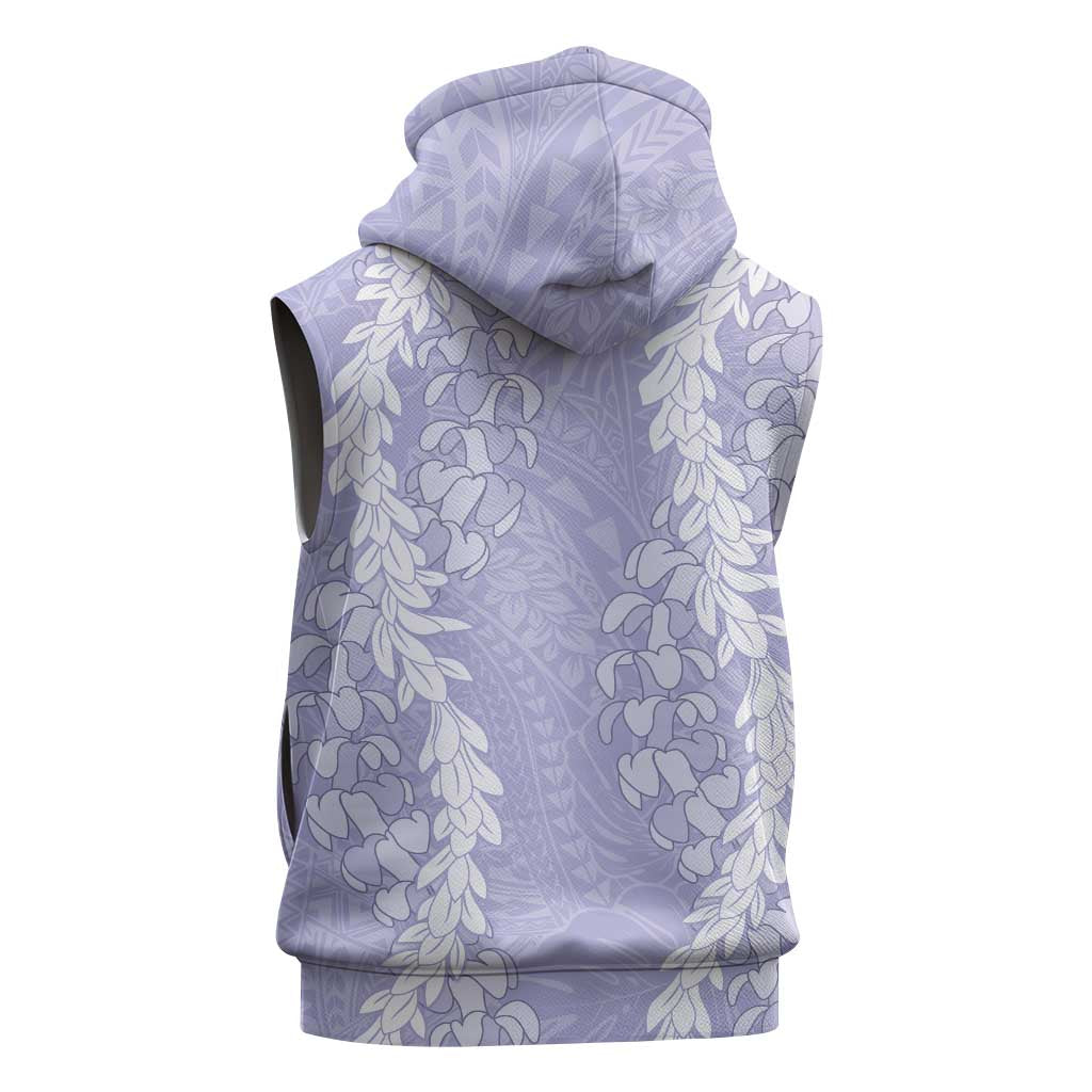 Puakenikeni and Maile Lei Sleeveless Zip Hoodie Purple Double Strand Lei LT9 - Polynesian Pride