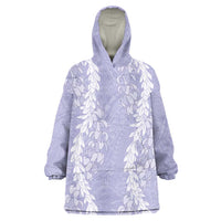Puakenikeni and Maile Lei Wearable Blanket Hoodie Purple Double Strand Lei LT9 One Size Purple - Polynesian Pride