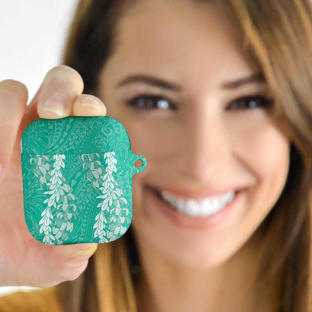 Puakenikeni and Maile Lei AirPods Case Sage Green Double Strand Lei - Polynesian Pride