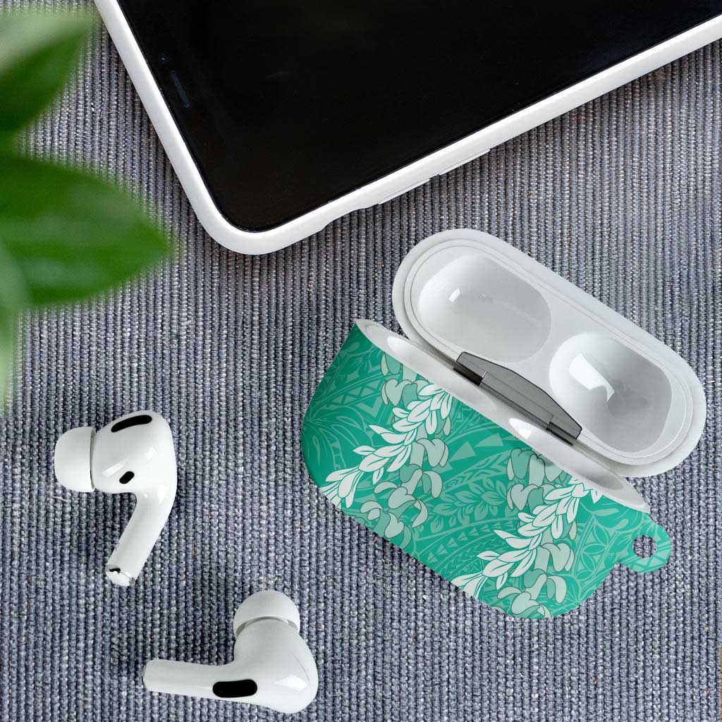 Puakenikeni and Maile Lei AirPods Case Sage Green Double Strand Lei - Polynesian Pride