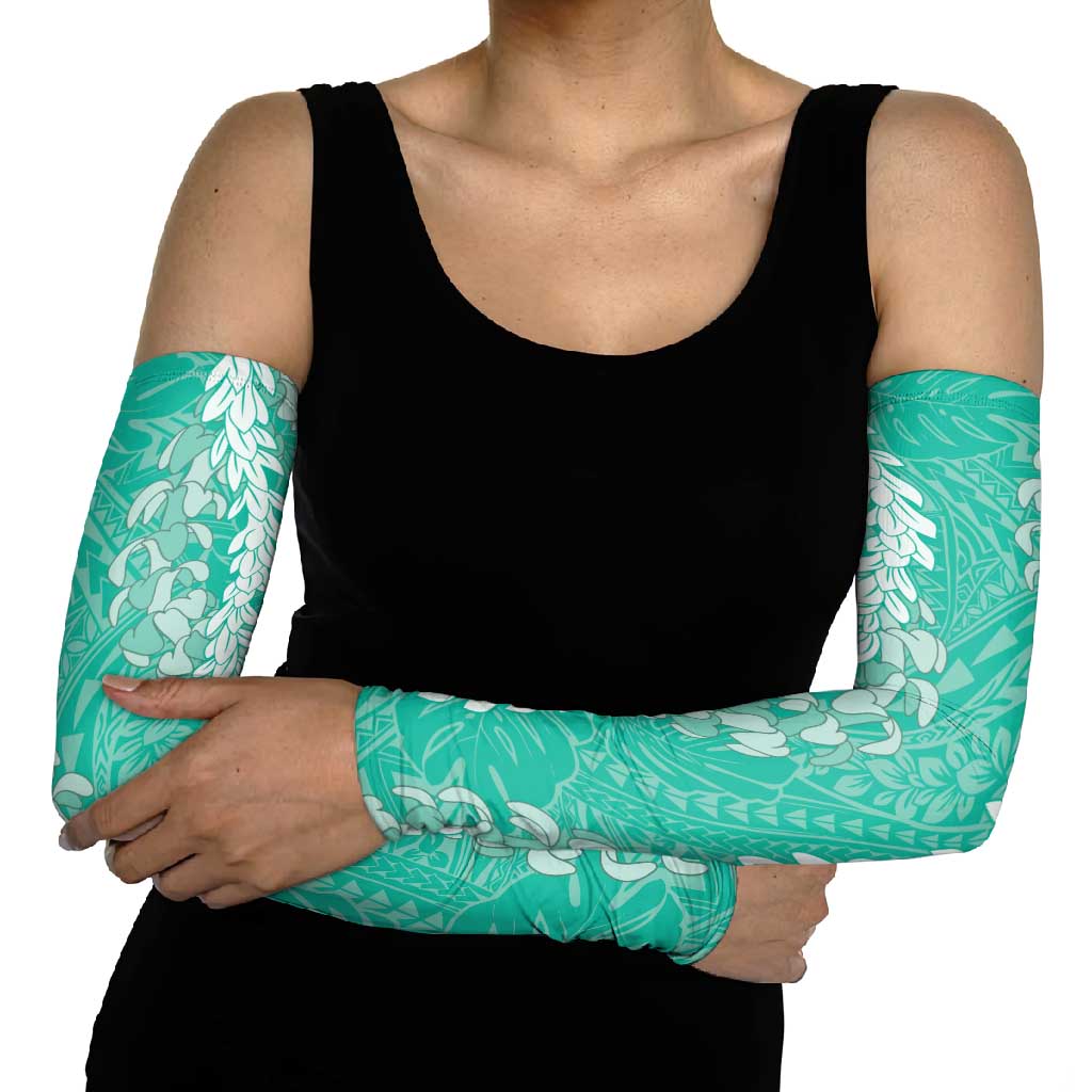Puakenikeni and Maile Lei Arm Sleeves Sage Green Double Strand Lei - Polynesian Pride