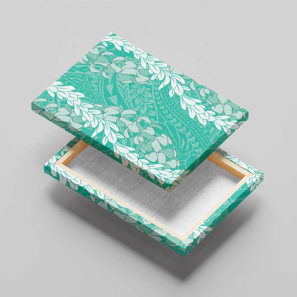 Puakenikeni and Maile Lei Canvas Wall Art Sage Green Double Strand Lei