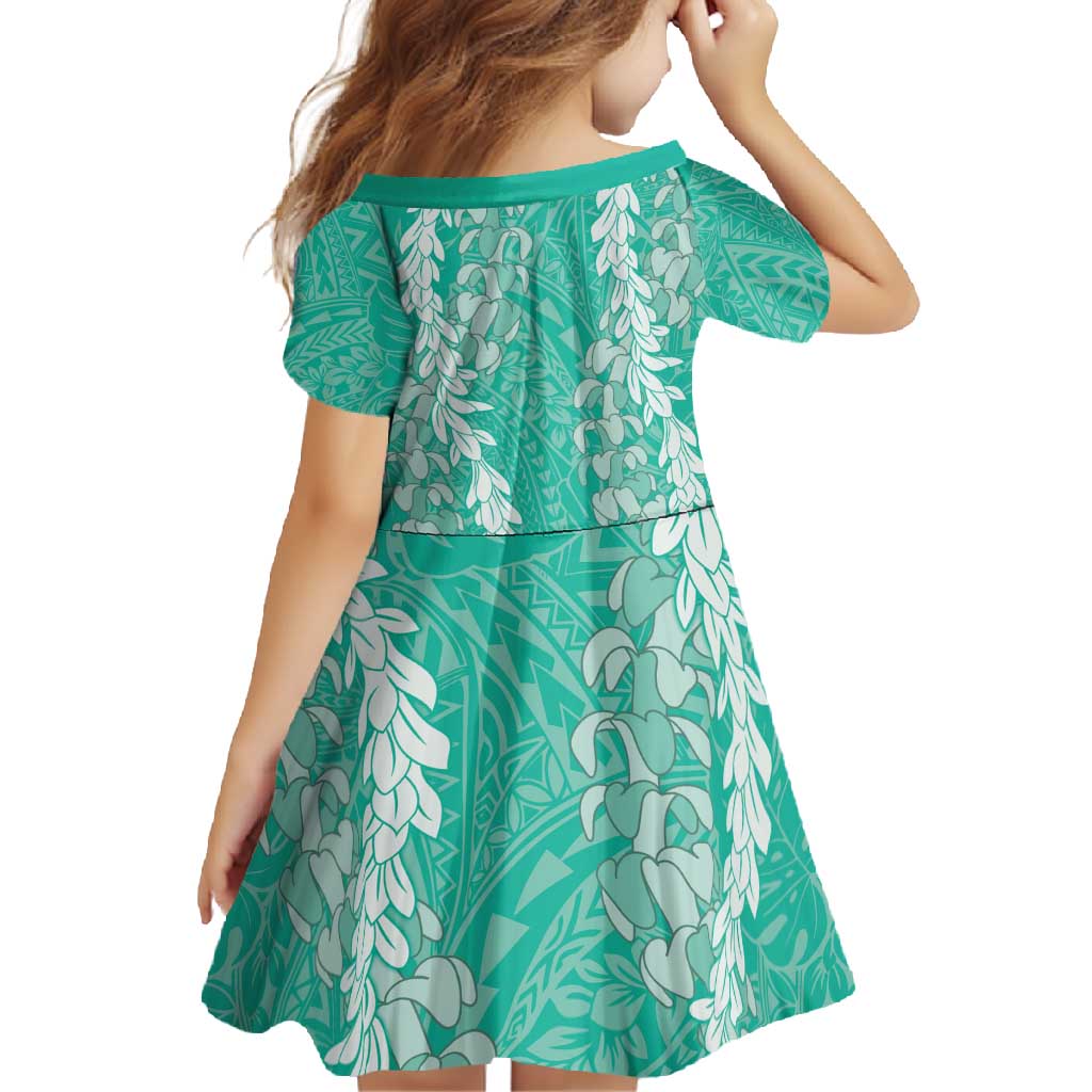 Puakenikeni and Maile Lei Family Matching Mermaid Dress and Hawaiian Shirt Sage Green Double Strand Lei LT9 - Polynesian Pride