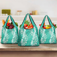 Puakenikeni and Maile Lei Grocery Bag Sage Green Double Strand Lei