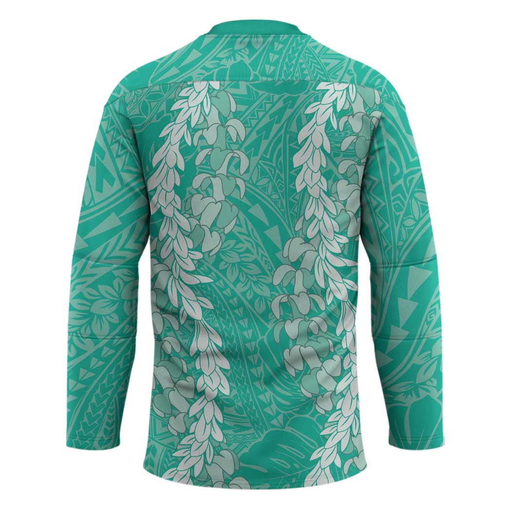Puakenikeni and Maile Lei Hockey Jersey Sage Green Double Strand Lei - Polynesian Pride