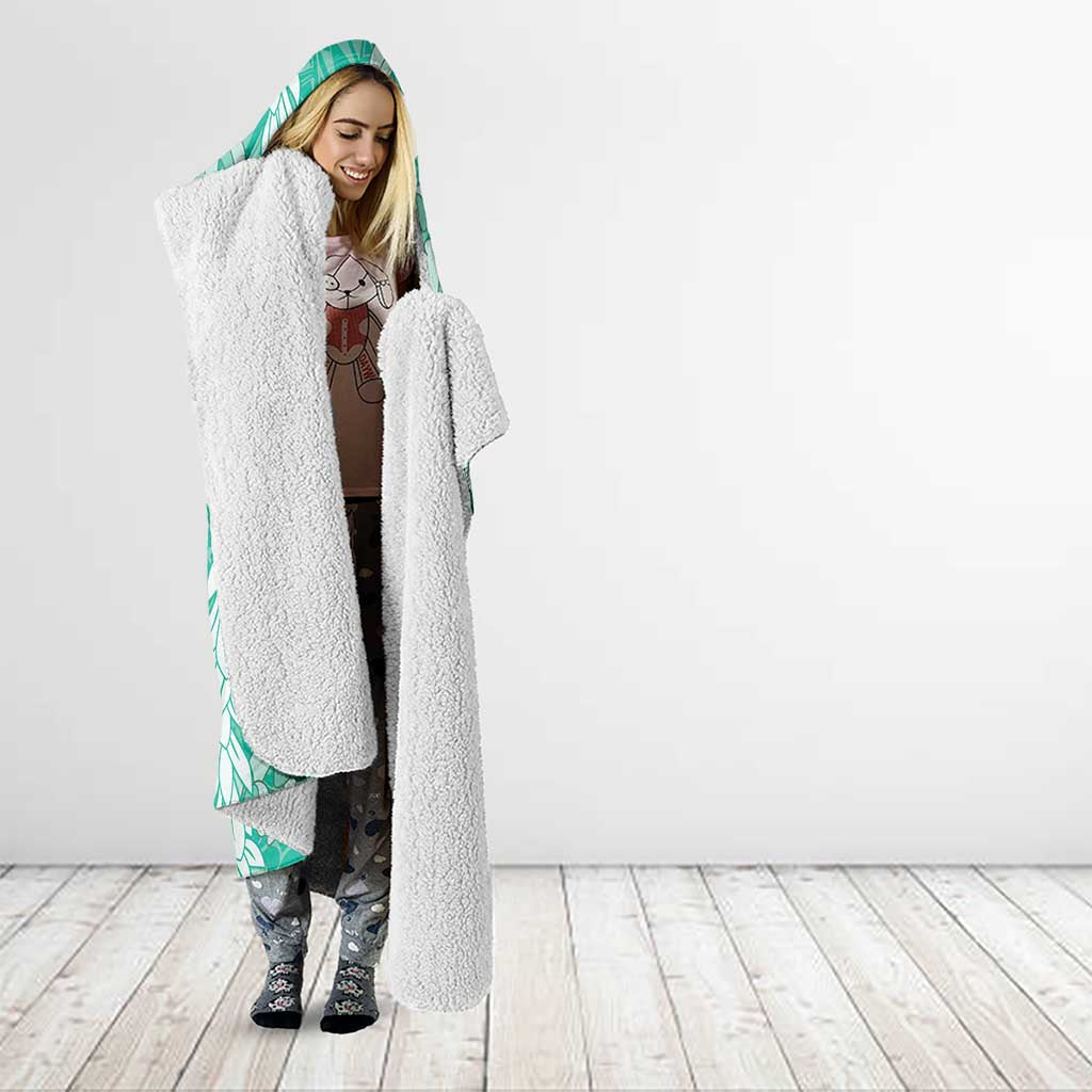 Puakenikeni and Maile Lei Hooded Blanket Sage Green Double Strand Lei