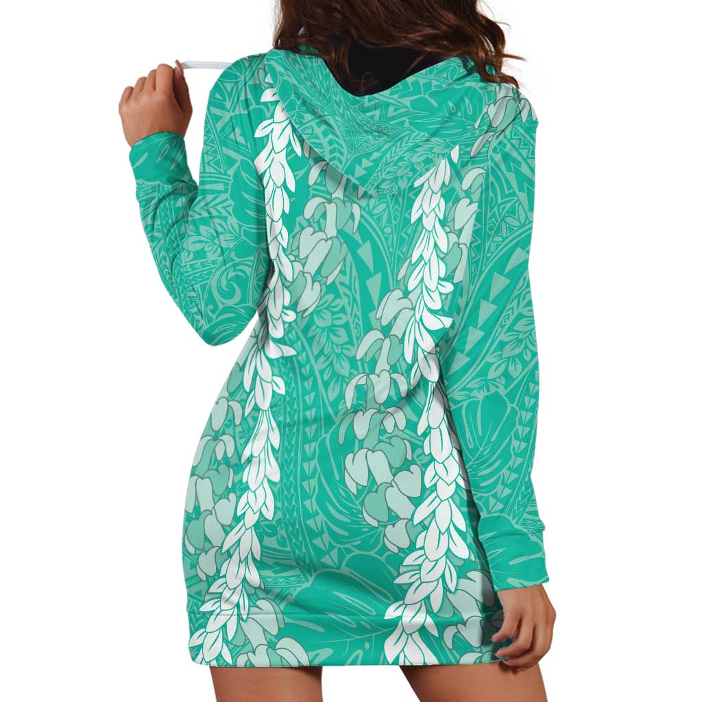 Puakenikeni and Maile Lei Hoodie Dress Sage Green Double Strand Lei LT9 - Polynesian Pride