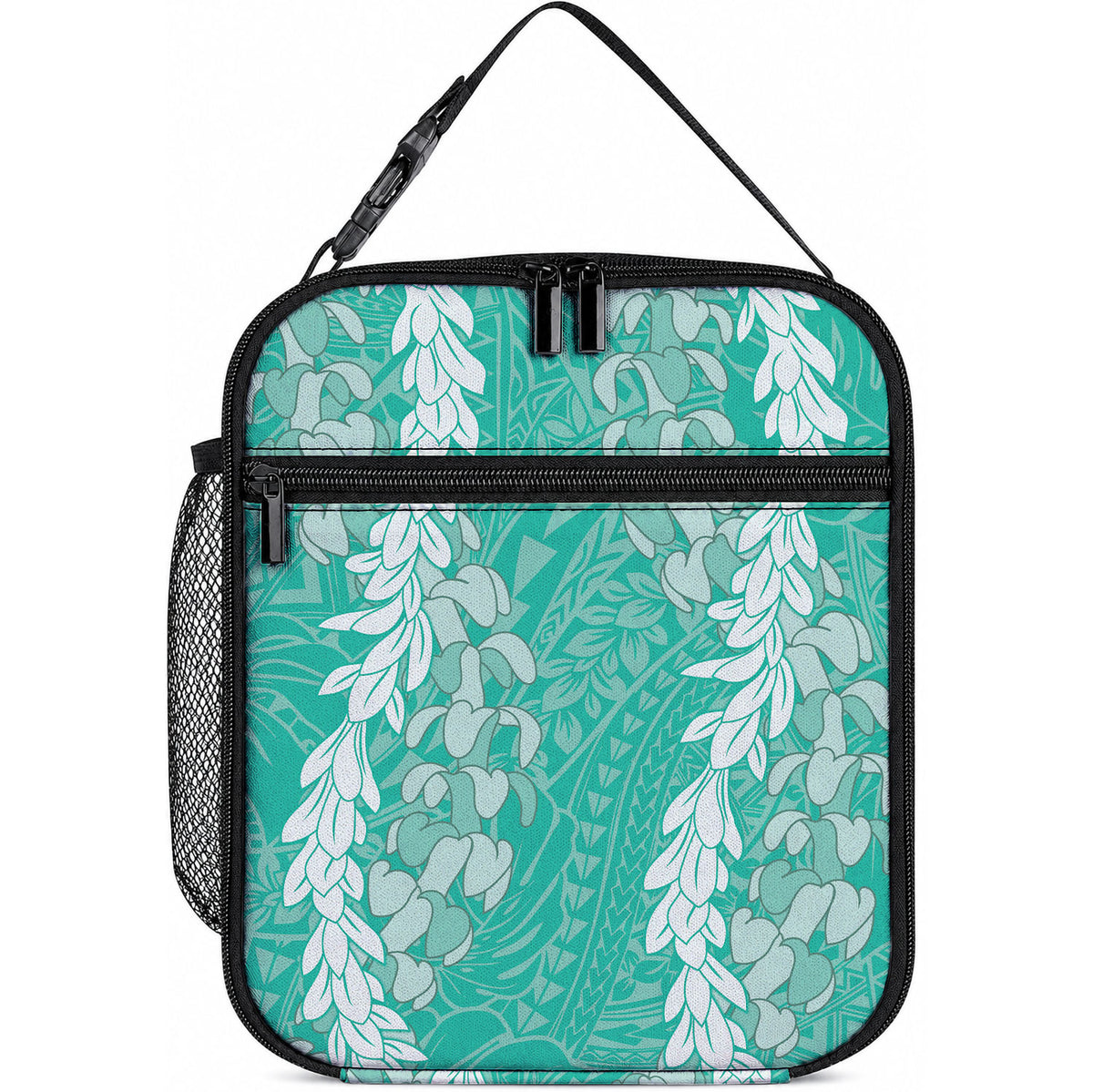 Puakenikeni and Maile Lei Lunch Bag Sage Green Double Strand Lei LT9 10.2 × 8.3 × 4.3 inch Sage Green - Polynesian Pride