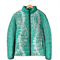 Puakenikeni and Maile Lei Padded Jacket Sage Green Double Strand Lei - Polynesian Pride