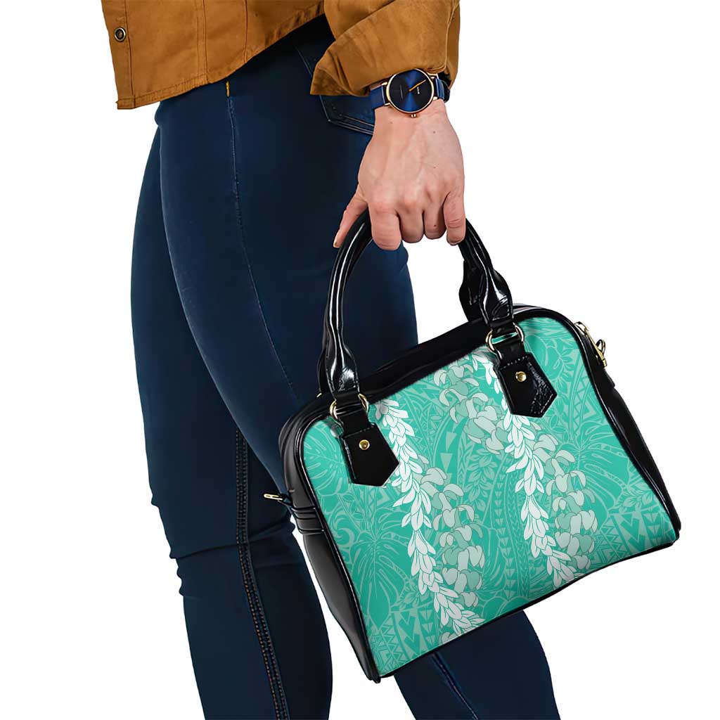 Puakenikeni and Maile Lei Shoulder Handbag Sage Green Double Strand Lei