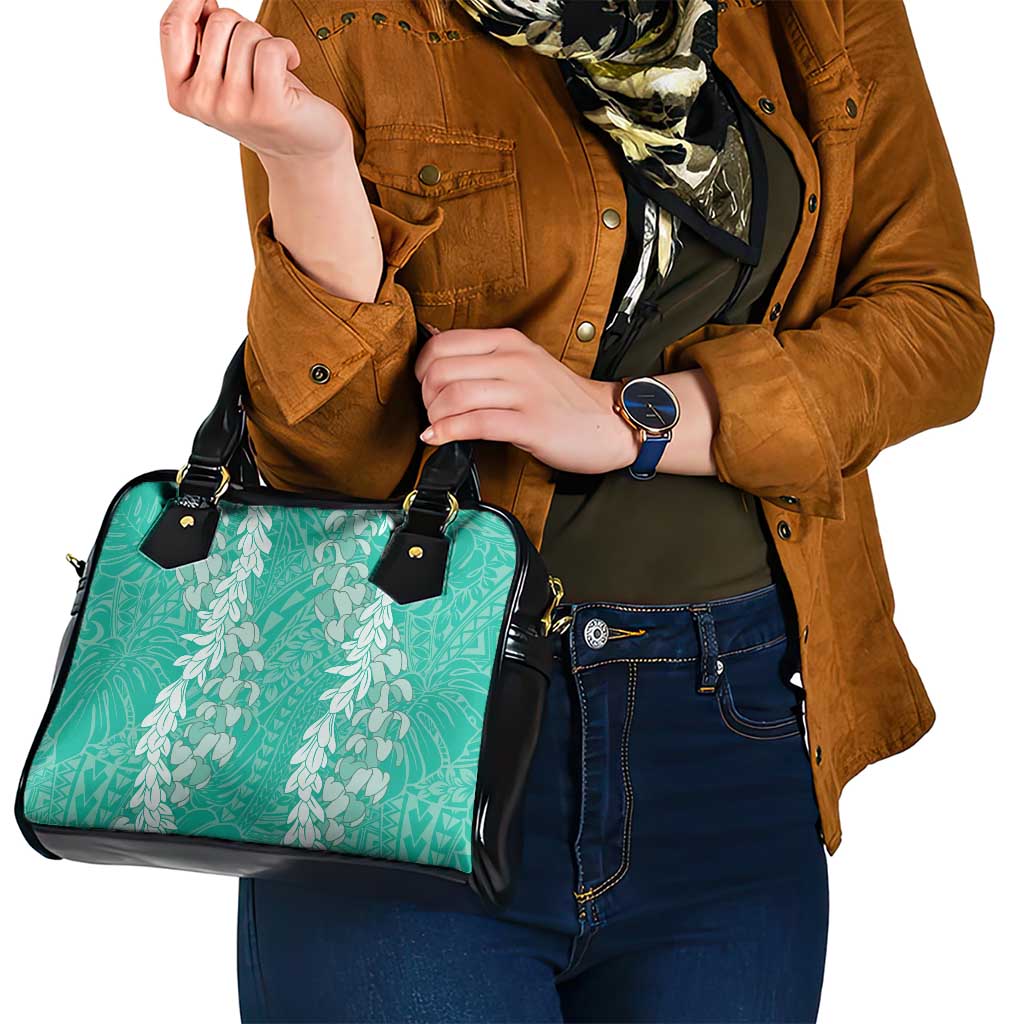 Puakenikeni and Maile Lei Shoulder Handbag Sage Green Double Strand Lei