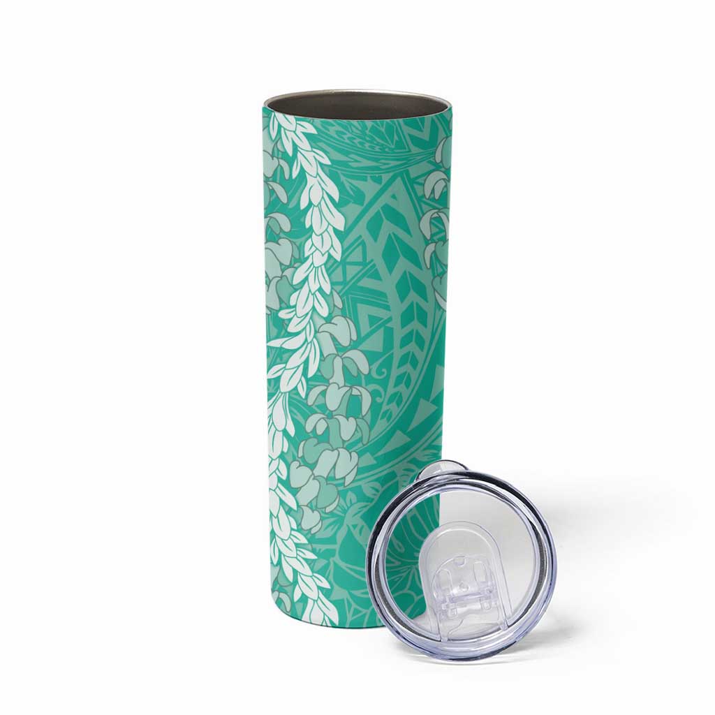 Puakenikeni and Maile Lei Skinny Tumbler Sage Green Double Strand Lei LT9 - Polynesian Pride