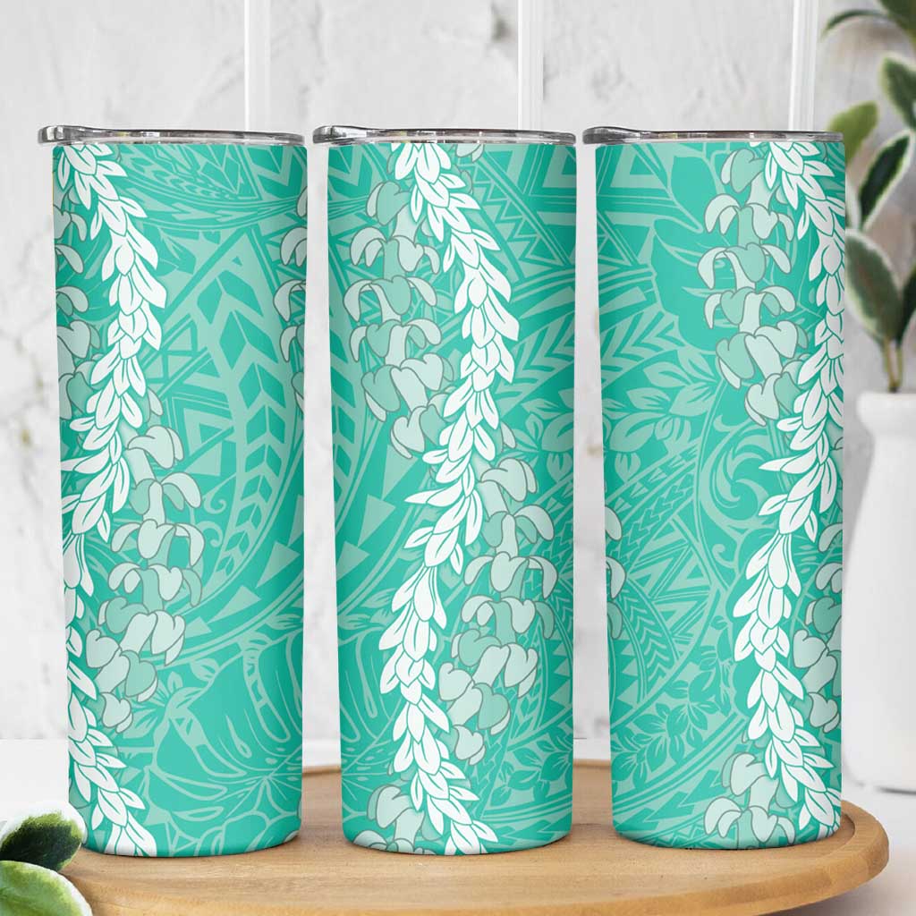Puakenikeni and Maile Lei Skinny Tumbler Sage Green Double Strand Lei LT9 - Polynesian Pride
