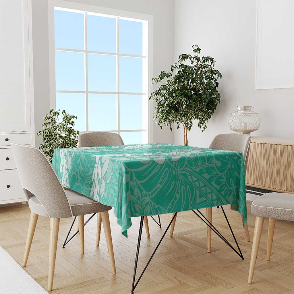 Puakenikeni and Maile Lei Tablecloth Sage Green Double Strand Lei