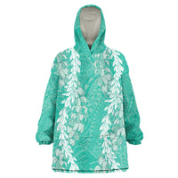 Puakenikeni and Maile Lei Wearable Blanket Hoodie Sage Green Double Strand Lei LT9 One Size Sage Green - Polynesian Pride