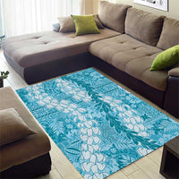 Blue Puakenikeni and Maile Lei Area Rug Hawaiian Style Tribal Tapa Double Strand Lei LT9 - Polynesian Pride