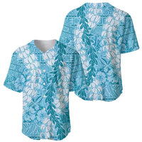 Blue Puakenikeni and Maile Lei Baseball Jersey Hawaiian Style Tribal Tapa Double Strand Lei LT9 - Polynesian Pride