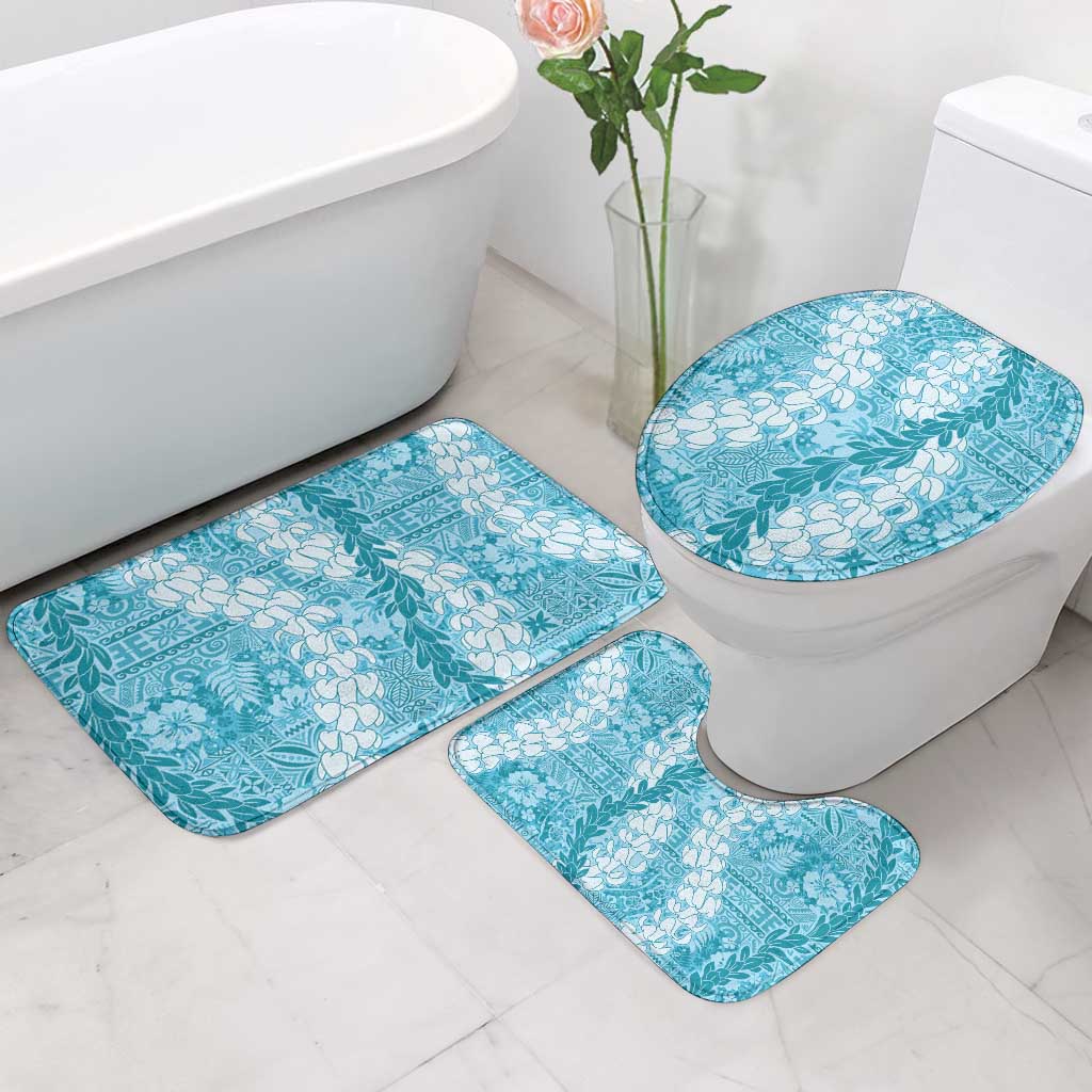 Blue Puakenikeni and Maile Lei Bathroom Set Hawaiian Style Tribal Tapa Double Strand Lei LT9 - Polynesian Pride