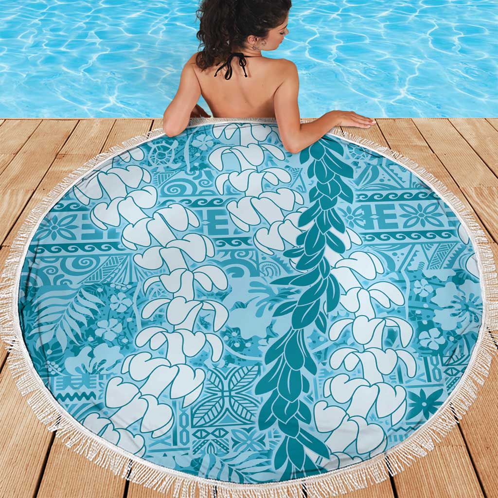 Blue Puakenikeni and Maile Lei Beach Blanket Hawaiian Style Tribal Tapa Double Strand Lei LT9 - Polynesian Pride