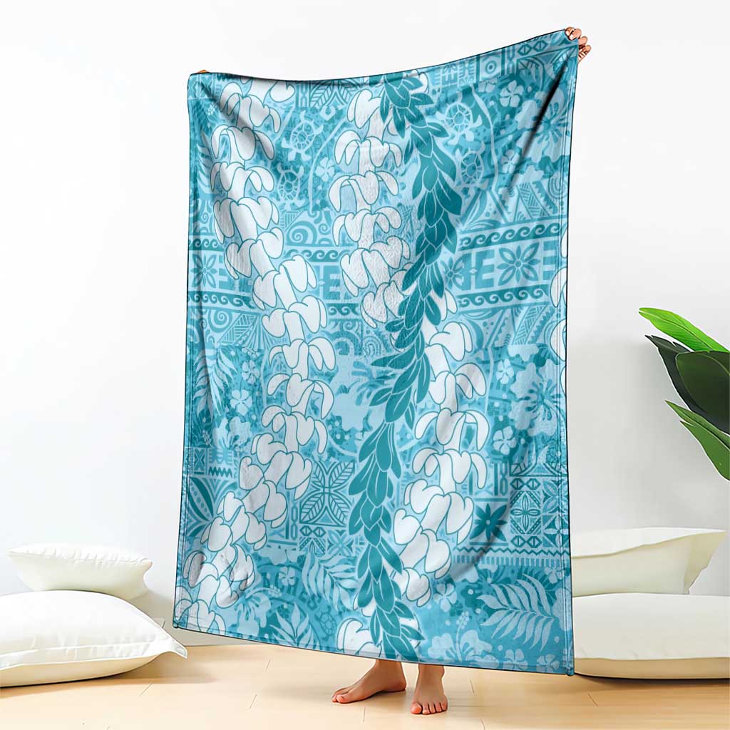 Blue Puakenikeni and Maile Lei Blanket Hawaiian Style Tribal Tapa Double Strand Lei LT9 - Polynesian Pride