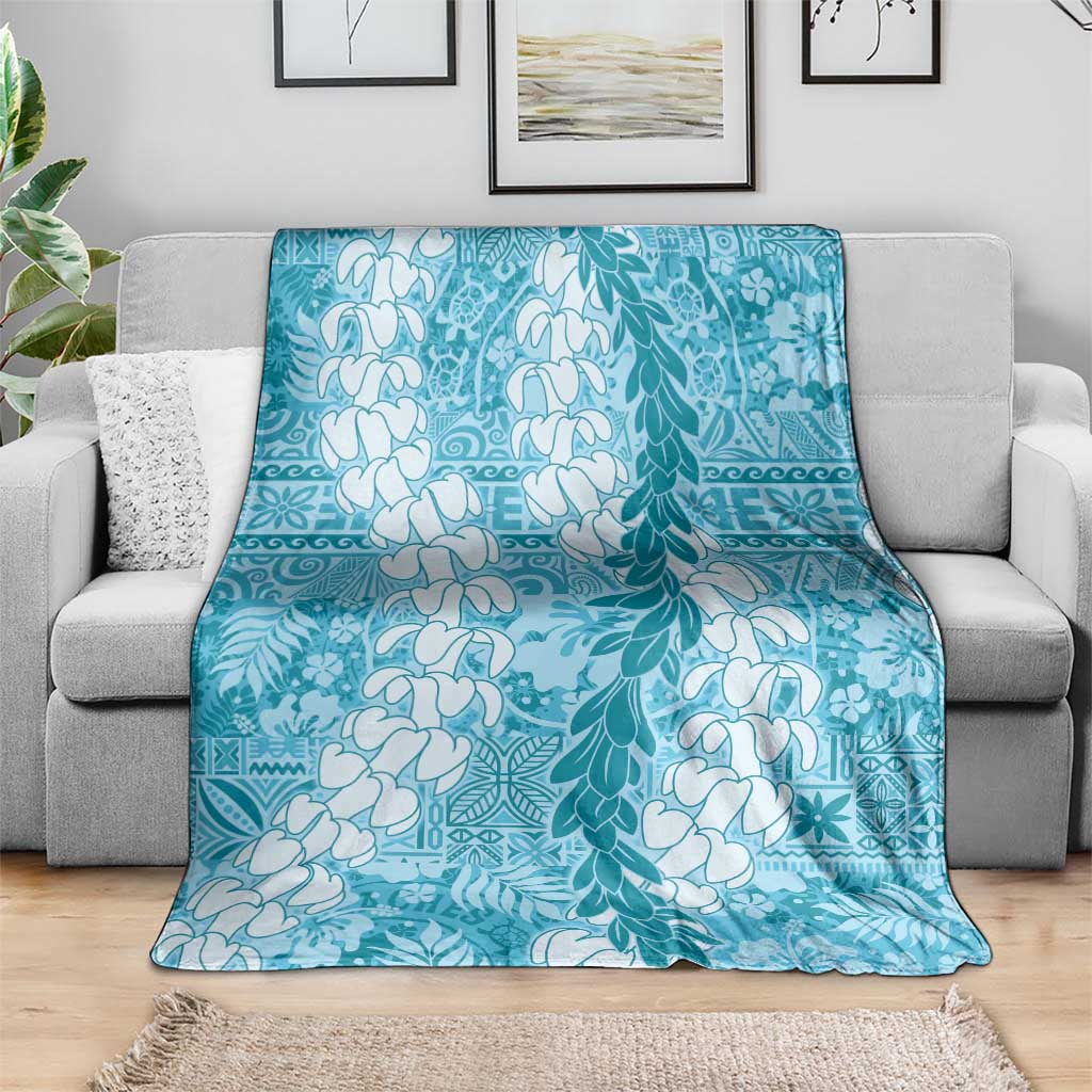 Blue Puakenikeni and Maile Lei Blanket Hawaiian Style Tribal Tapa Double Strand Lei LT9 - Polynesian Pride